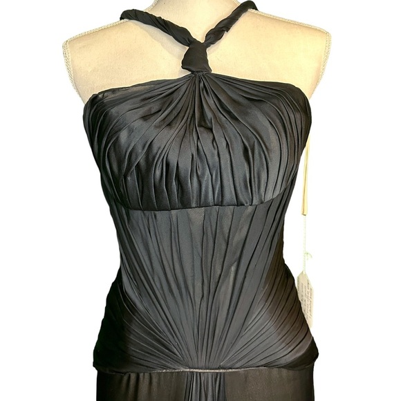 Celeb Worn Rafael Cennamo Silk Black Twist Strap Halter Neck Pleated Gown Size 4 - Picture 6 of 16